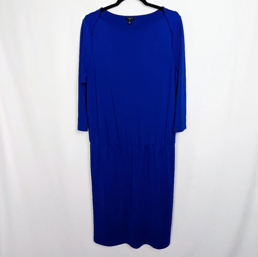 TALBOTS Woman Long Sleeve Drop Waist Long Maxi Dress Jersey Stretch Plus sz.1X